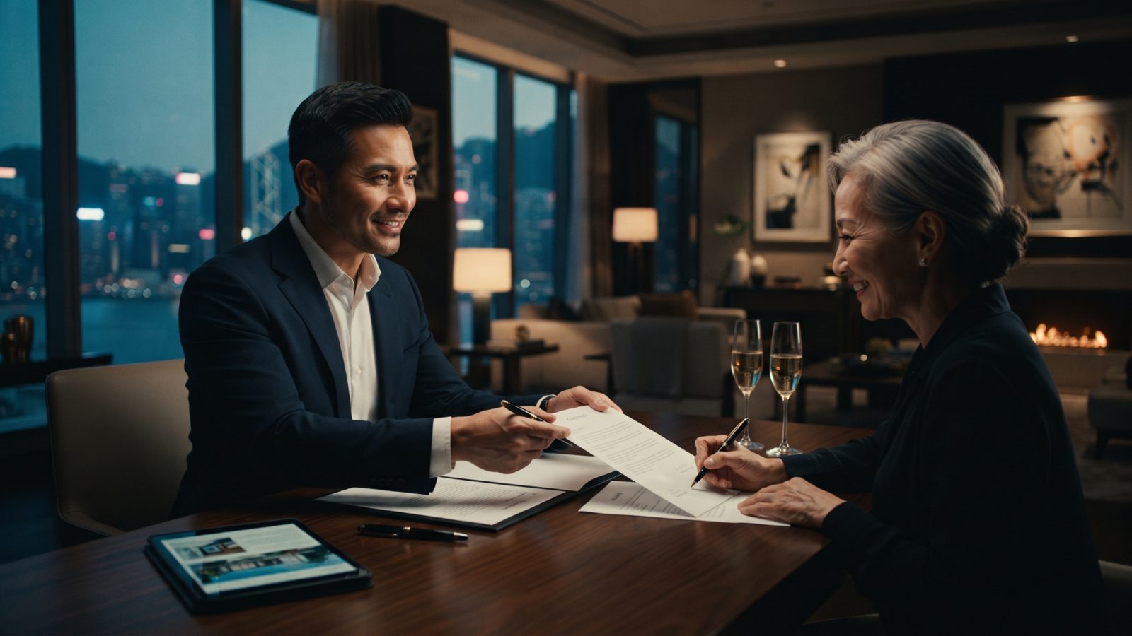Agent closing a deal with a client